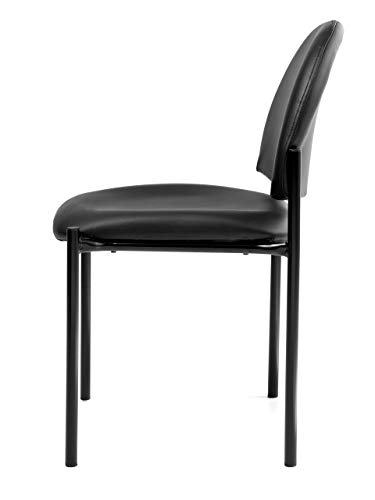 Office Factor Stackable Guest Chair, Vinyl Upholstered Waiting Room Chair For Business, Doctor’s Office, Lobbies, Extra Seating (Black-Vinyl No Arms) #TOP3