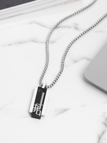 Image of Yellow Chimes Chain Pendant for Men Fashion Black Silver Pendants For Men |Shaped Pendant Necklace | Stainless Steel Chain for Men | Accessories for Men | Birthday Gift for Men & Boys