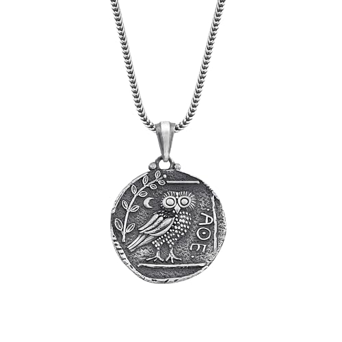Owl Coin Pendant, Athena's owl Necklace, Greek Coin Museum Replicas of Ancient Greece, Ancient Greek Symbol, Gift For Animal Lovers