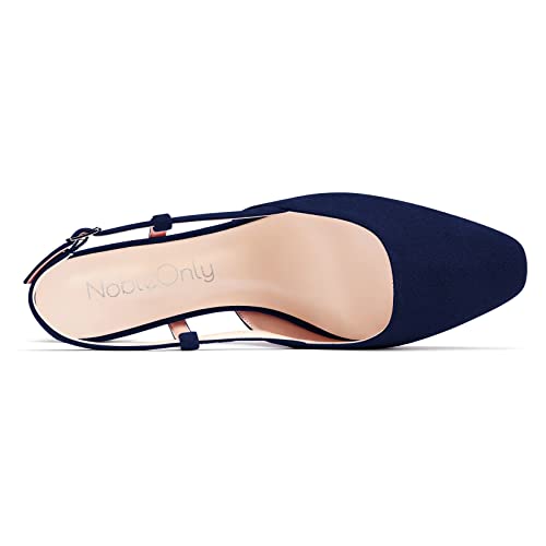 NobleOnly Women Chunky Block Low Kitten Heel Square Toe Sandals Slingback Slip-on Pumps Wedding Cute Shoes4