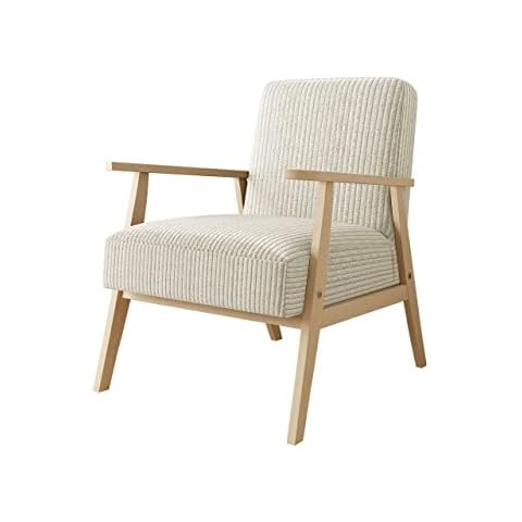 Mirjan24 Sessel Wikez Cord, Polstersessel mit Holzarmlehne, Lehnstuhl, Holz Stuhl, Retro Sessel Cover