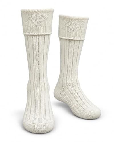Scottish Highland Kilt Socks – Traditional Long Hose Socks for Men | Formal & Casual Kilt Wear | White, Off White & Black (US, Alpha, X-Large, Regular, Regular, Off White)