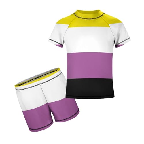 Non-Binary Pride Community FlagChildren's Casual Swimsuit Set - Simple and Versatile8-10Y（130cm）
