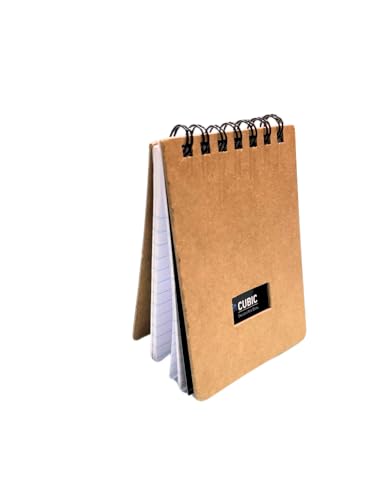 Image of Cubic A7 Wiro Pocket Notebook - Pack of 10 (Kraft Paper Brown) | Palm Notebook | Spiral-Bound, Compact & Eco-Friendly Notepad for Office, School & Daily Use