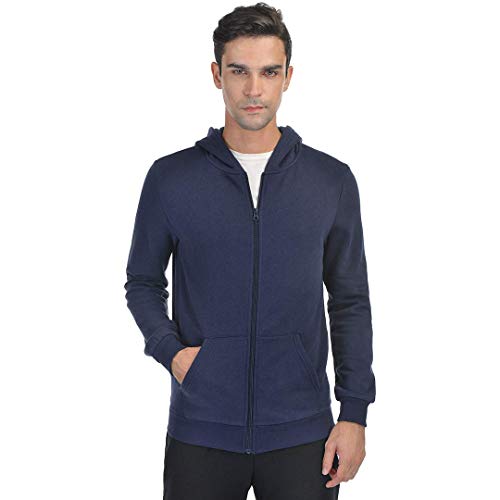 qualidyne Men's Full Zip Fleece Hoodies Midweight Workout Thermal Sweatshirt Long-Sleeve Athletic Hooded Jacket