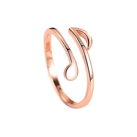 24 JOYAS Anillo Notas Musicales Corchea estilo sencillo minimalista y ajustable – Alianza romántica y bella para mujer amante de la música (DORADO)