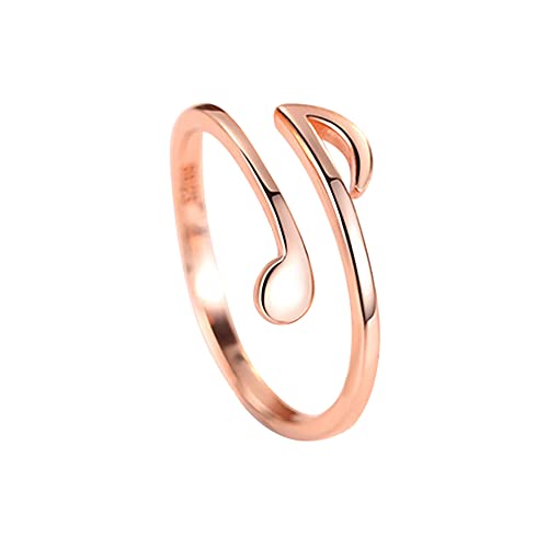 24 JOYAS Anillo Notas Musicales Corchea estilo sencillo minimalista y ajustable – Alianza romántica y bella para mujer amante de la música (DORADO)