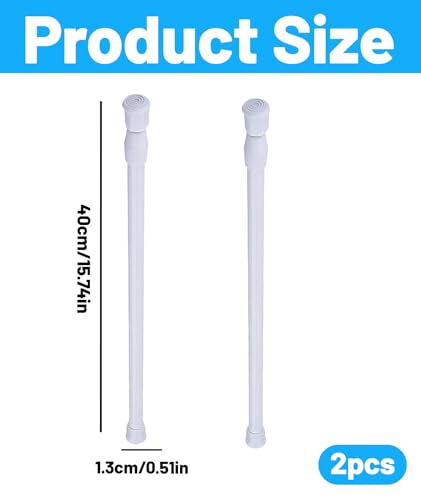 Image of 2 PCS Adjustable Curtain Rod Without Drilling, Tension Rods for Curtains, Extendable Curtain Rod for Windows, Bathroom, Closet, Dorm Rooms, 15-27 Inches
