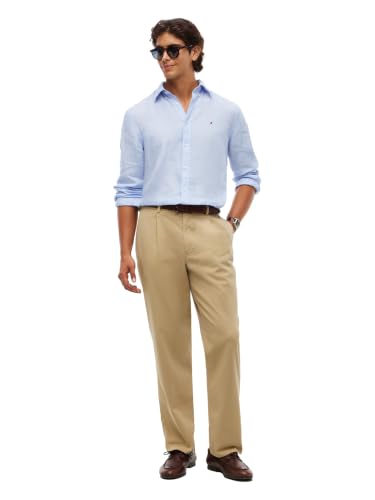 Image of Tommy Hilfiger Men's Long Sleeve Casual Linen Button Down Shirts in Regular Fit