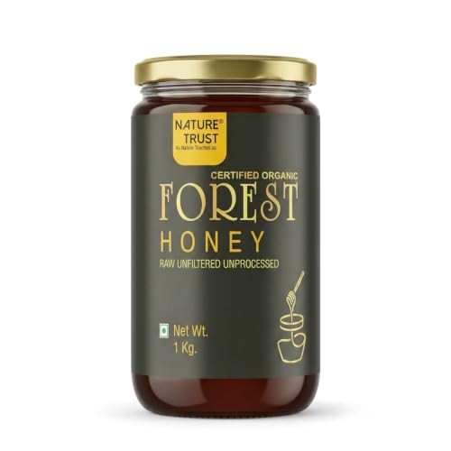 Image of Nature Trust Raw Organic Forest Honey,1kg, Wild, Unprocessed, Unheated, Non Pasteurized, Original Honey 100% Pure and Natural