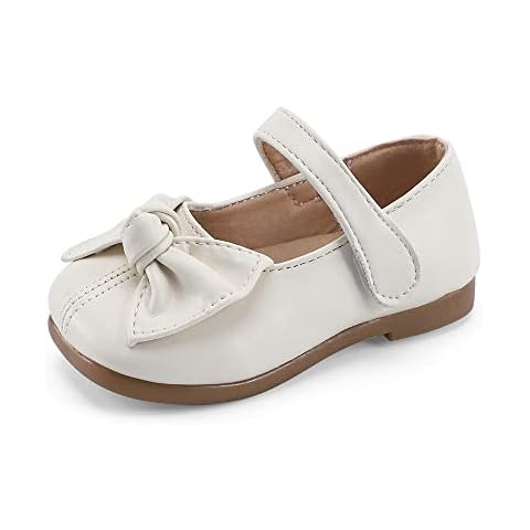 MASOCIO Girls Mary Jane Shoes Kids Girl School Shoes Toddler Flat Princess Party Dress Infant Size 5 UK Child Beige Cover
