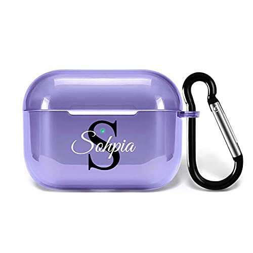 CaseHome Custom Name AirPods Case for Apple AirPod Pro, Personalized Gift Shock Absorption Soft Clear TPU Airpods Case Coverâ€¦ (Clear Purple)