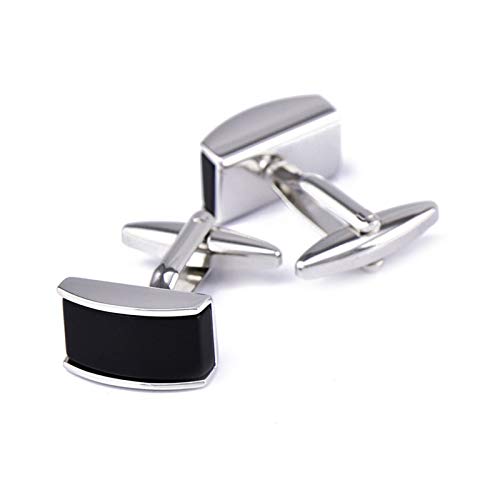 Mancuernillas KnBoB para hombre en plata y ágata negra miniatura 1