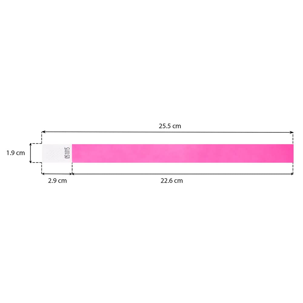 Braccialetti in carta Tyvek 19 mm Rosa Confezione da 2 per eventi festival 12 colori