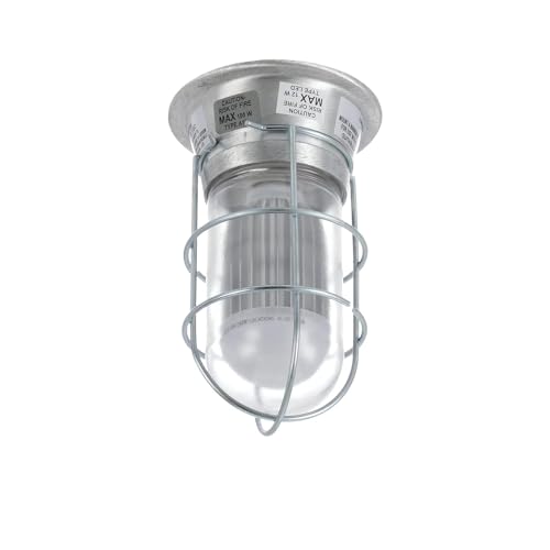 Image of OCS Parts Commercial Kitchen Canopy Hood and Walk-in Refrigeration Lighting | Light Fixture, Globe, LED Light Bulb, and Wire Guard (Fixture + Bulb + Wire Guard)