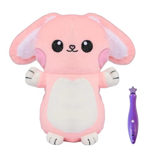 Image of Glow in The Dark Stuffed Animal Toy with Light Pen, Luminous Fox Rabbit Bear Penguin Plush Doll, DIY Painting Glowing Plushie Gift for Toddlers Boys Girls (Rabbit)