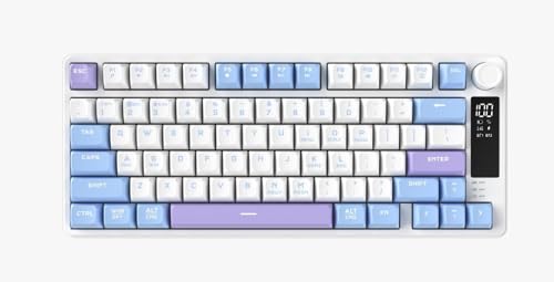 Womier DK75 75% ワイヤレスゲーミングキーボード、メディアノブ付き、RGBバックライト、OLEDスクリーン、トライモード 2.4GHz/USB-C/BT5.0、MAC・Windows対応 (ブルー)