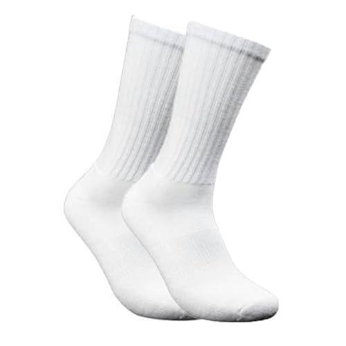 COUVER Running Unisex Cushioned Sole Arch Support Athletic Crew Socks, White,1 Pair, Size Large.