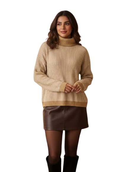 falcon’s hunt Women Sweater for Winters Woolen Acrylic Full Sleeve Round Neck Cable Design Sweater for Women Winter Woollen Stylish (Brown) Medium-picture-34