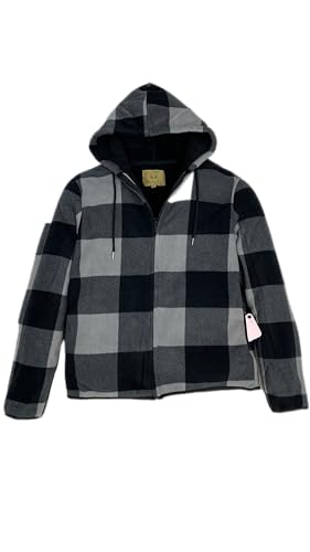 Image of Men's Thicken Sherpa Lined Checkered Flannel Hoodie Shirt Jacket