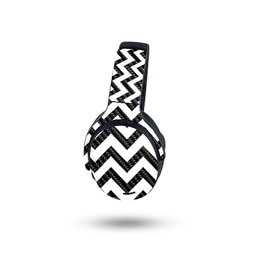 Image of MightySkins Carbon Fiber Skin Compatible with Skullcandy Crusher ANC 2 - Black Chevron | Protective, Durable Textured Carbon Fiber Finish | Easy to Apply