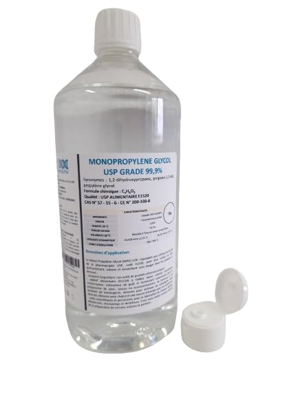 1kg Mono Propylène Glycol (MPG) 99,99% USP Alimentaire, Cosmétique