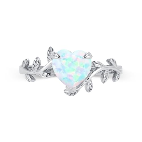 1 CT Heart Shaped Gemstone Engagement Ring for Women, 10K 14K 18K Solid Gold Bridal Birthstone Ring Leaf Vine Art Deco Wedding Promise Rings Gifts for Her Bride Wife Mothers Day4
