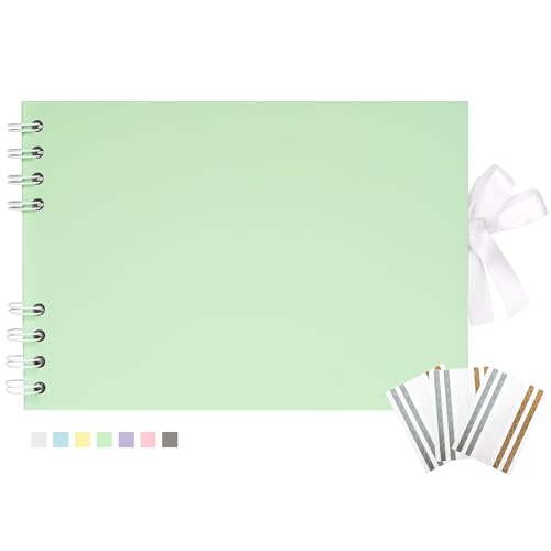 Álbum de fotos para scrapbook, 40 páginas blancas, libro de recuerdos 6 x 8,5 pulgadas, libro de visitas para baby shower, boda o viajes, color verde, con pegamento en esquinas miniatura 1