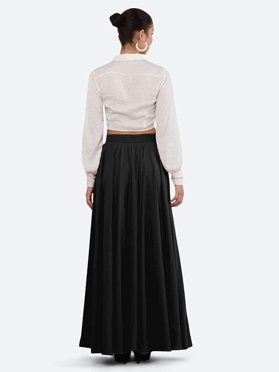 Image of Women's American Crepe Blooming Flared Long for Traditional Stitched A-line Flare Skirt for Girls with 12 Meter Flare 40inch Height