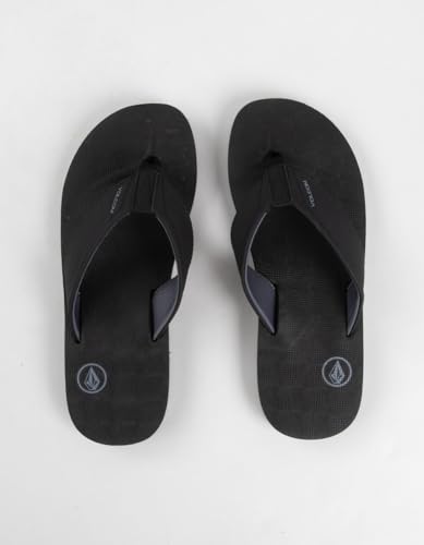 Image of Volcom Men's Victor Sandals - Water-Friendly Flip Flops With Comfort Foam Footbed, Vintage Black, 10
