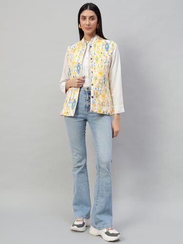 Image of Ravaiyaa - Attitude is everything Women's Floral Printed Reversible Quilted Jacket Coat Blazer Jacket Sleeve Less Waistcoat