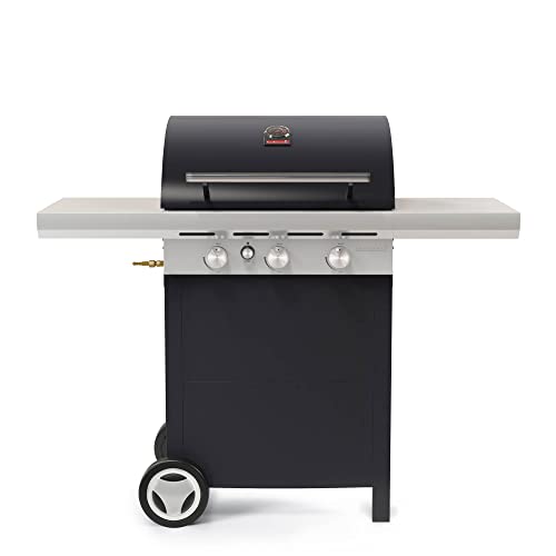 Barbecook Gasgrill-wagen Spring 3002 50 MB mit 3 brenner und 2 feste Beistelltische, schwarz, 133x57x115cm