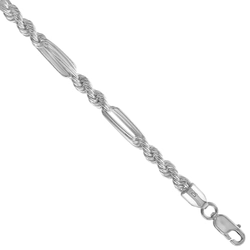 Sterling Silver Figarope 4.5mm Milano Rope Chain Necklaces and Bracelets For Men & Women Handmade Nickel Free 7-30 inch2