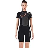 YuanDian Herren Damen 3MM/1.5MM Neopren Shorty Neoprenanzug Sonnenschutz UV-Schutz Badeanzug Schwimm Schnorcheln Wetsuit Surfanzug Kurz Taucheranzug 2# Damen Schwarz 1.5MM Asiatisch L/EU M