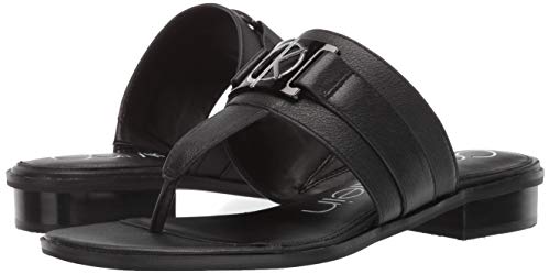 Calvin Klein Women's Farley Flat Sandal, Black Soft Nappa Leather, 10 M M Us #TOP6