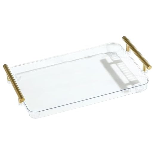 Bandeja de Servir Retangular de Acrílico Transparente com Alças - Elegante Bandeja Decorativa para Eventos e Uso Diário - MJ BRANDS