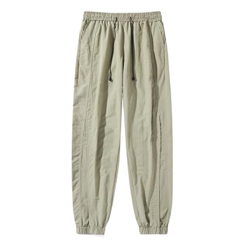 Men's Pants Ice Silk Summer Thin Casual Workwear Loose Wide-Leg Cuffed Trouser for Men3