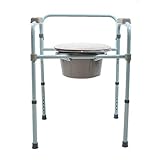 Mercer 3-in-1 Folding Commode, 7.5 Qt Capacity, 300 Pound Weight Limit, Adjustable Height