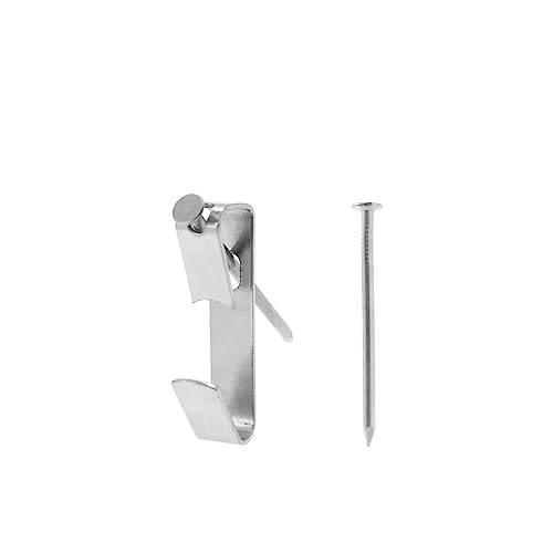 Image of 50-Piece Picture Hanging Kit with 100LB Silver Metal Hooks and Nails for Wall Mounting