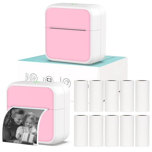HUIJUTCHEN Mini Pocket Printer for iPhone/Android, Portable Mini Thermal Printer with 10 Rolls...