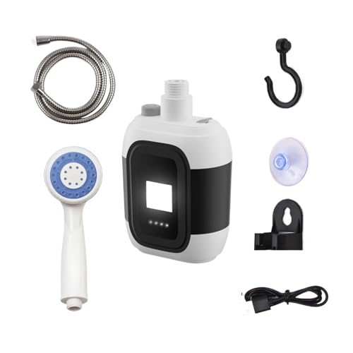 Ducha portátil para exteriores – Bomba de ducha recargable con luces LED para senderismo resistente, batería de alta capacidad 2200 mAh para viajes, lavado de coche, jardín, playa