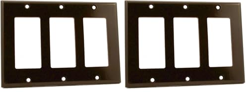 Image of Leviton 80411 3-Gang Decora /GFCI Device Decora Wallplate, Standard Size, Thermoset, Device Mount, Brown (Pack of 2)