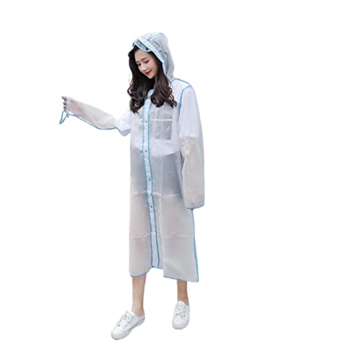 Raincoat Poncho Adult EVA Edging Raincoat, Reusable Long Hooded Rain Poncho,Transparent Brim Rain Coat (Color : A, Size : L)