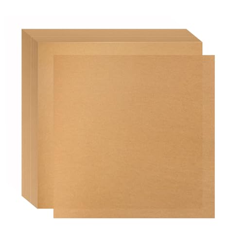 TROUSKAIG 100pcs 12x12 inch Unbleached Parchment Paper Sheets for baking, Heavy-Duty Precut Parchment Paper Squares, Brown Non-Stick liners for Oven, Cooking & Wrapping Food, Air Fryer Liners