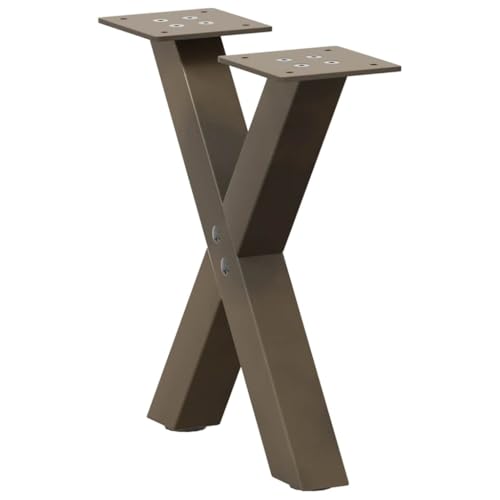 mzdioop Patas de mesa de café en forma de X de acero natural, 2 unidades, 30 x (30 – 31) cm, acero pulverizado, con patas niveladoras ajustables para mesa de café, pie para muebles, estructura estable