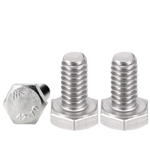 Image of 25pcs M8 Hex Bolts M8x25mm Hex Head Bolts Stainless Steel 304 | M8-1.25 Hex Bolt Fully Threaded Hex Tap Bolts Metric Hexagon Head Screw Machine Bolts Right Hand External Hex Drive, Silver