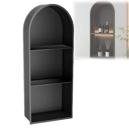 Niche de douche arquée encastrée en inox noir 3 étages sans carrelage nécessaire - 2