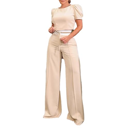 Generic Women Fashion O-Neck Puff Sleeve Top Zipper High Waist