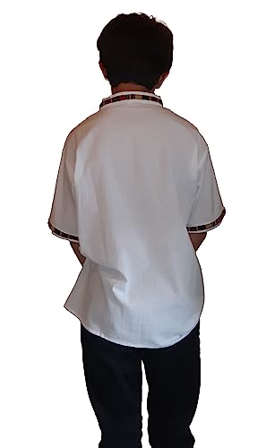 Shirt for Men with typical ornaments (L, white with colors detail)2