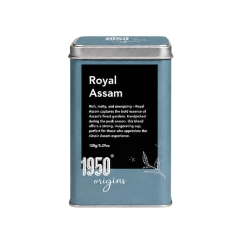 Image of 1950 Origins Royal Assam Premium Black Tea,150g | Pure Assam CTC Loose Leaf Tea | 100% Natural Rich, Strong Kadak Chai | Tin Caddy Pack